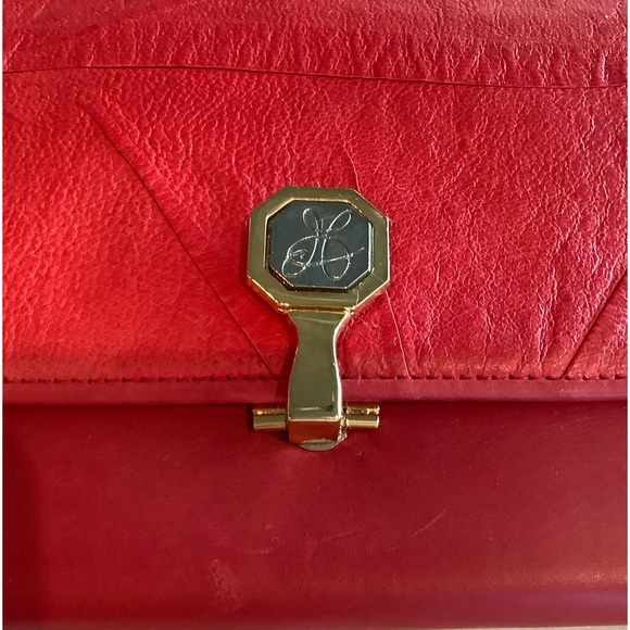 Peruzzi from Florence Italy Red Leather Wallet on Chain WOC - Picture 2 of 16